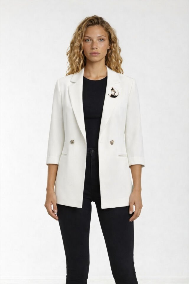 Cara Blazer Ceket - BEYAZ