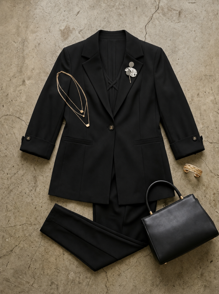 Sara Yazlık Blazer Ceket & Pantolon Takım - SİYAH
