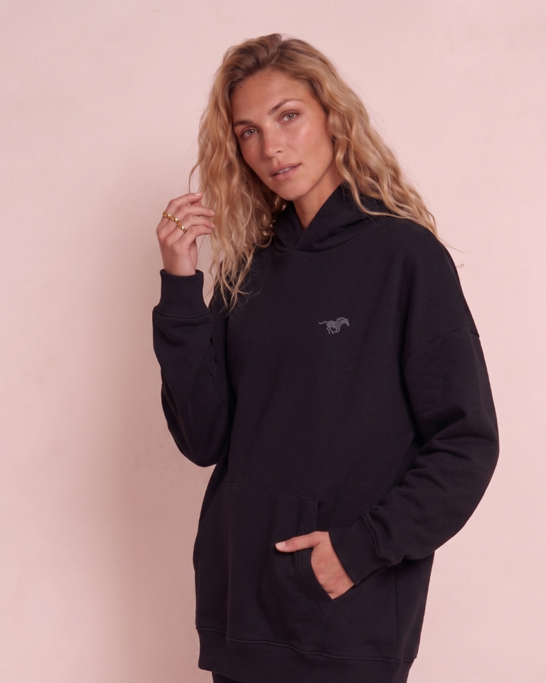 Oversize Kadın Siyah Swearshirt