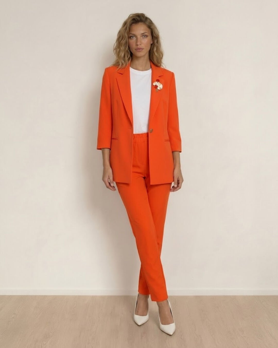 Sara Yazlık Blazer Ceket & Pantolon Takım - TURUNCU