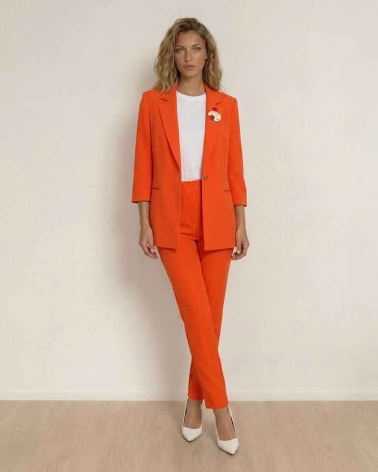 Sara Yazlık Blazer Ceket & Pantolon Takım - TURUNCU