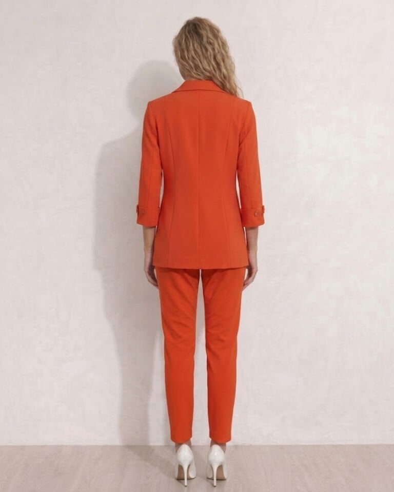 Sara Yazlık Blazer Ceket & Pantolon Takım - TURUNCU