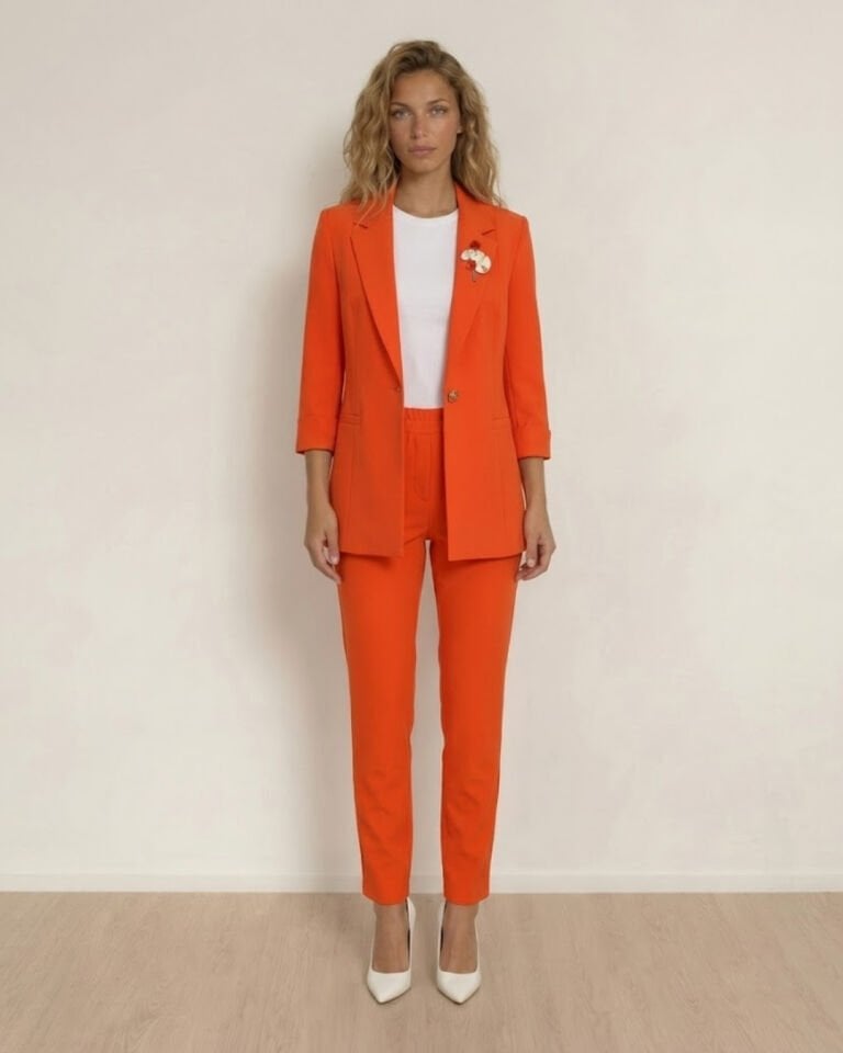Sara Yazlık Blazer Ceket & Pantolon Takım - TURUNCU