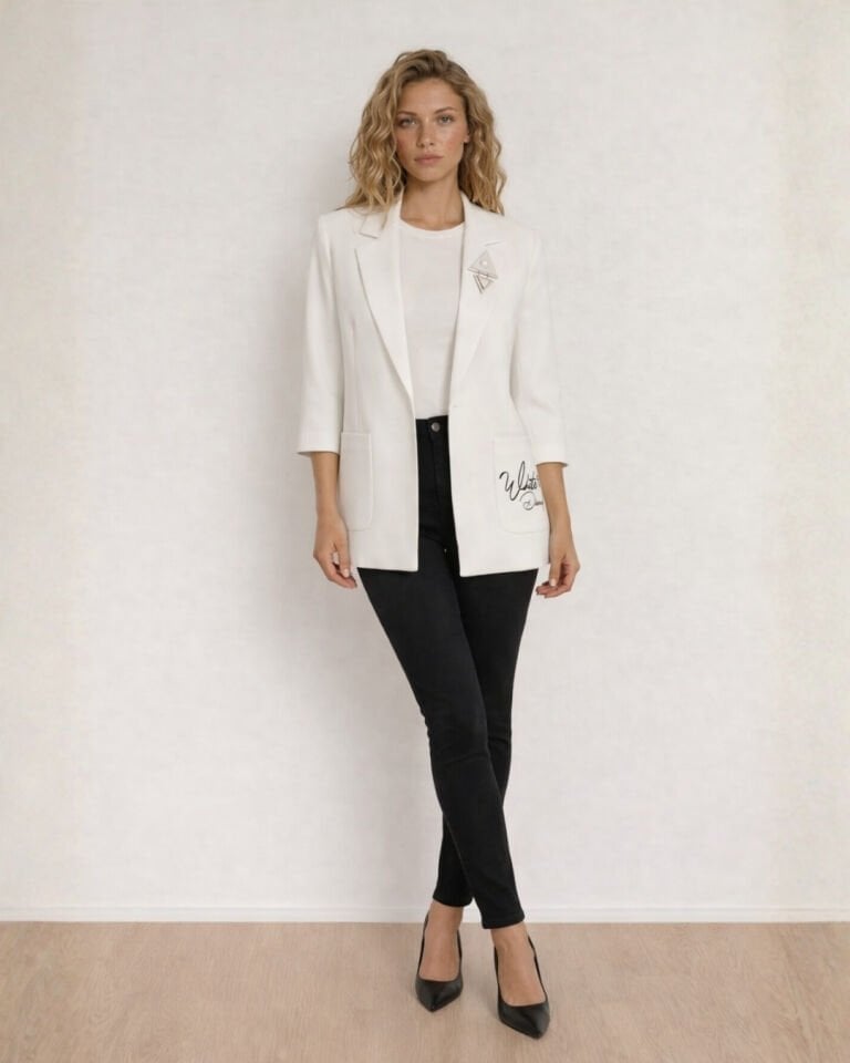 Emma Yazlık Blazer Ceket - BEYAZ
