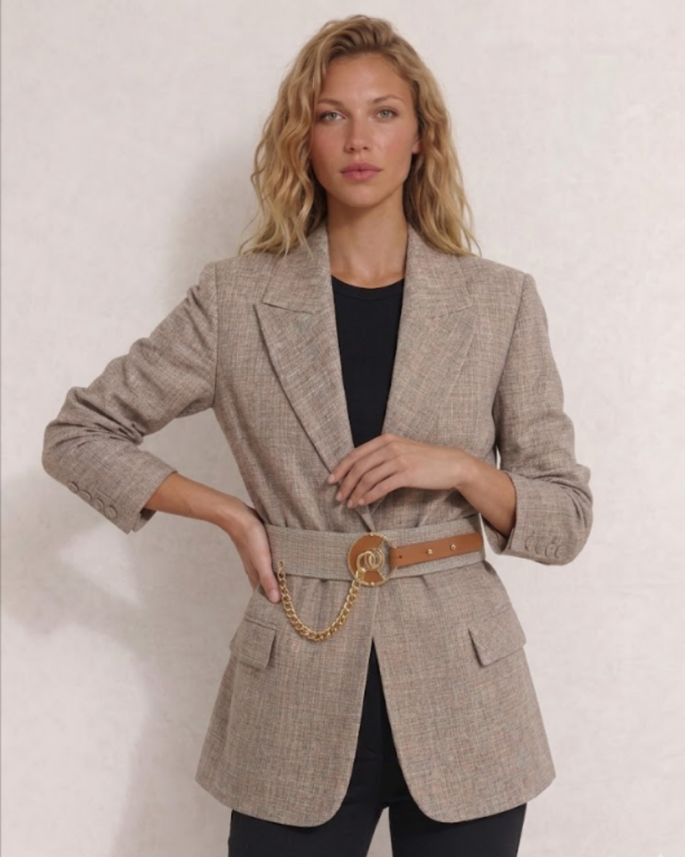 Lina Yazlık Bej Şık Blazer Ceket