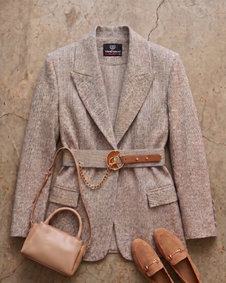 Lina Yazlık Bej Şık Blazer Ceket