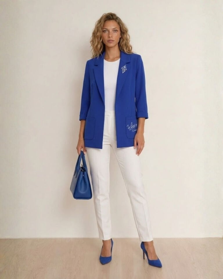 Emma Yazlık Blazer Ceket - SAKS MAVİ