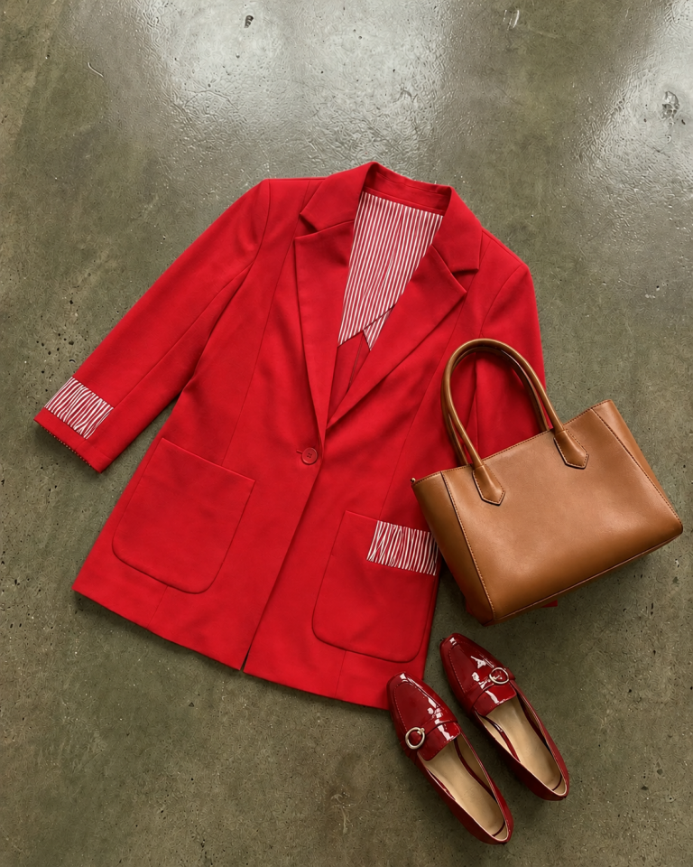 Ava Yazlık Blazer Ceket - KIRMIZI
