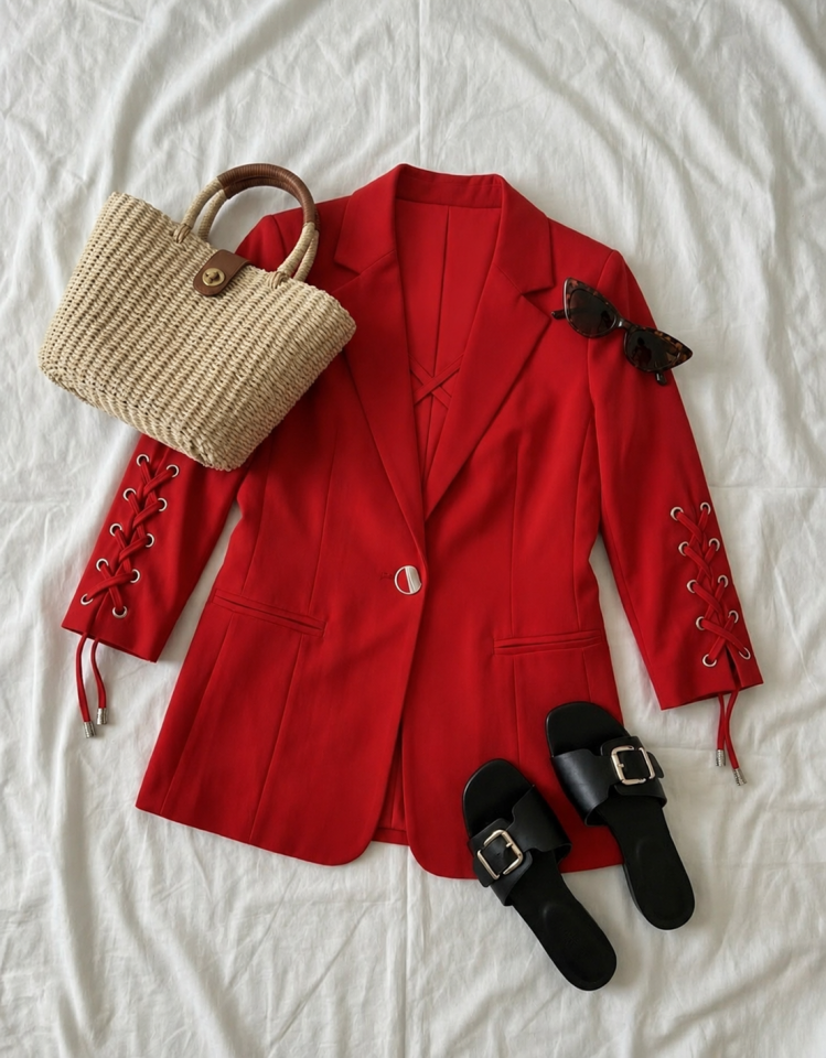 Mia Yazlık Blazer Ceket - KIRMIZI