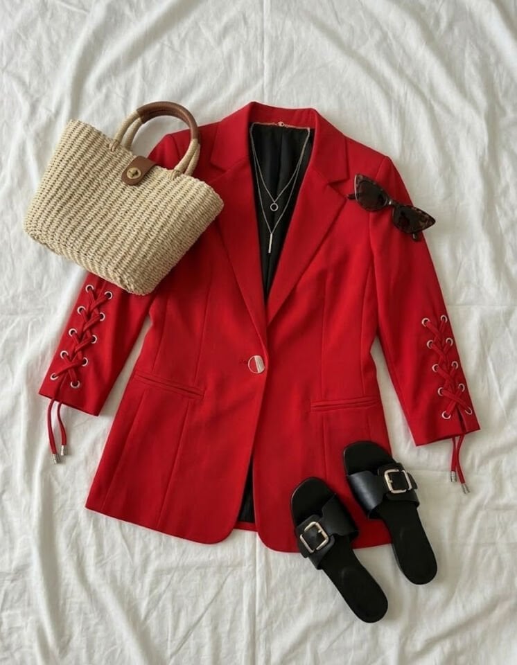 Mia Yazlık Blazer Ceket - KIRMIZI