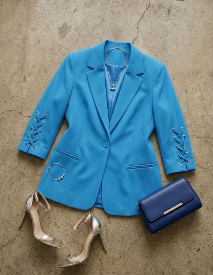 Mia Yazlık Blazer Ceket - SAKS MAVİ