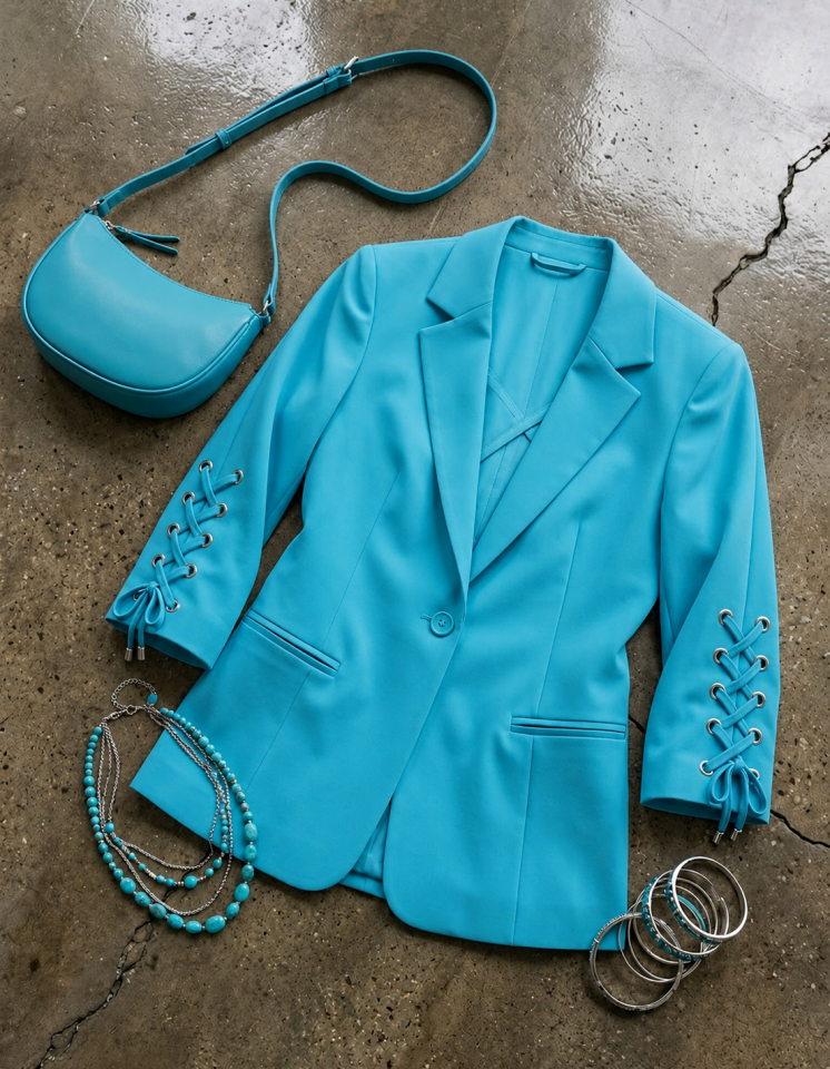 Mia Yazlık Blazer Ceket - SAKS MAVİ