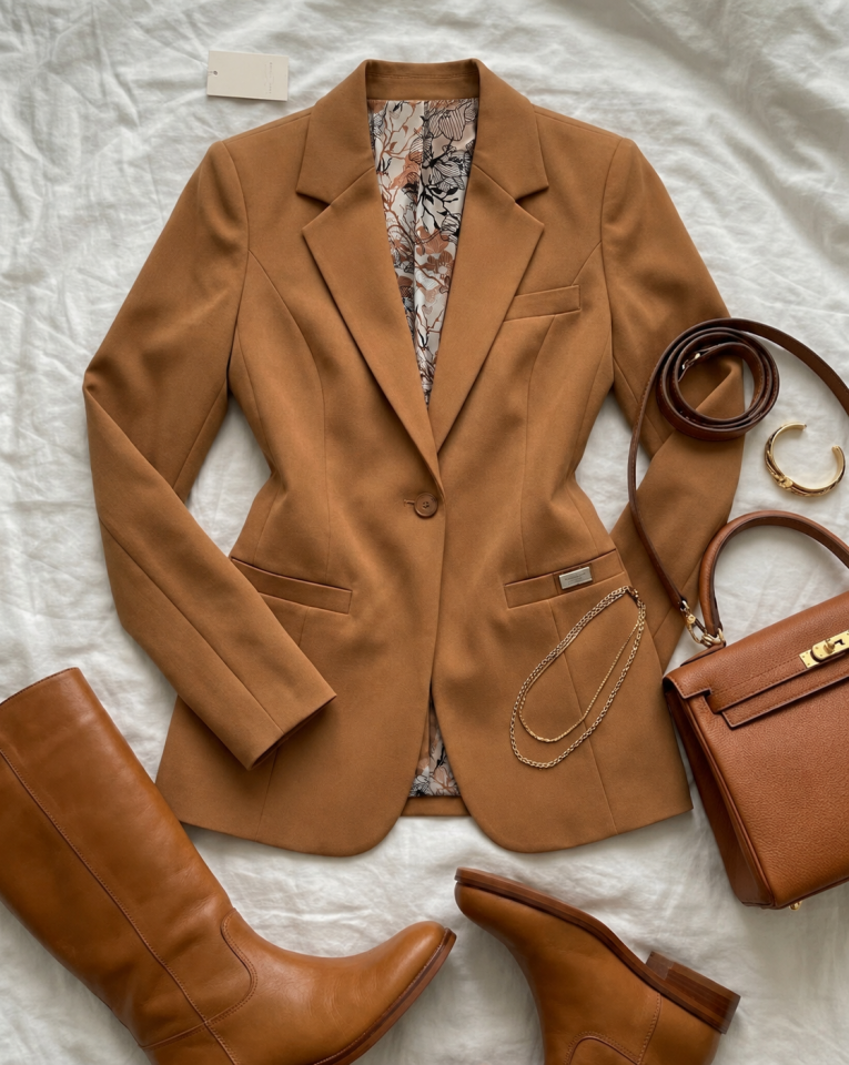 Ruby Blazer Ceket - CAMEL