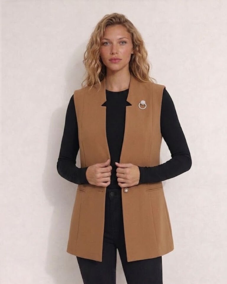 Nora Canvas Yelek - CAMEL