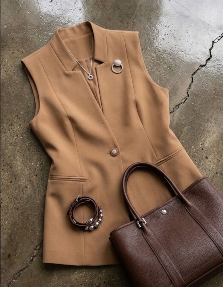 Nora Canvas Yelek - CAMEL