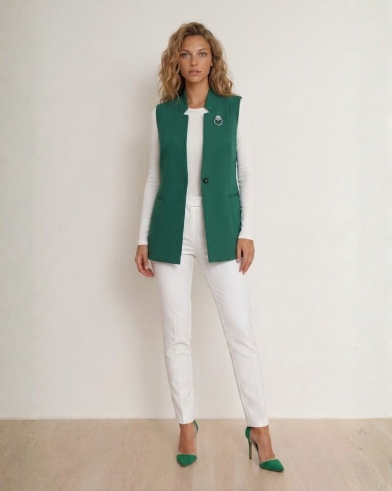 Nora Canvas Yelek - YEŞİL