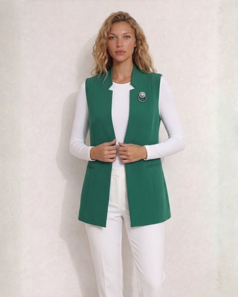 Nora Canvas Yelek - YEŞİL