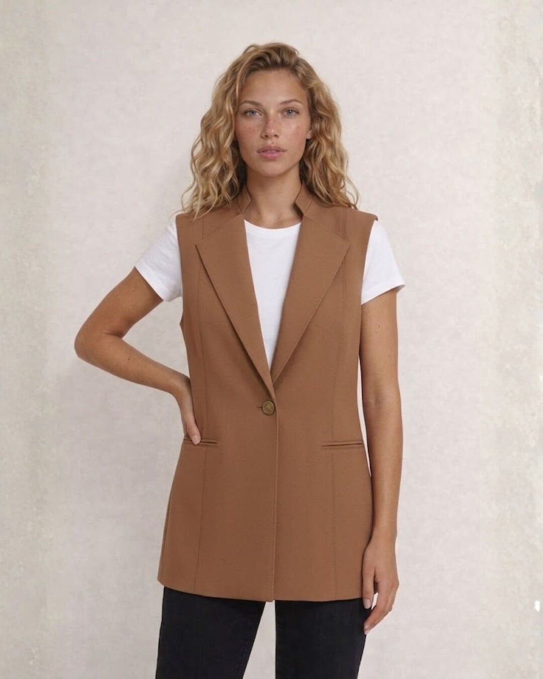 Marta Canvas Yelek - CAMEL