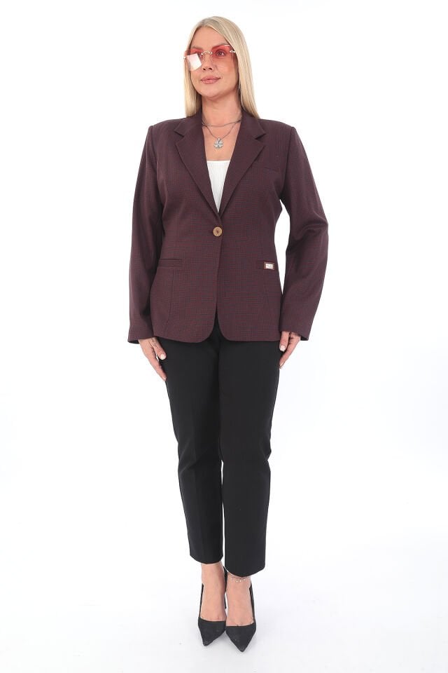 Düğme Detaylı Çizgili Ceket