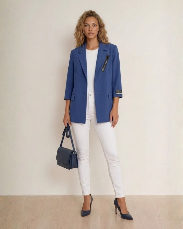 Zoe Yazlık Blazer Ceket - AÇIK LACİVERT