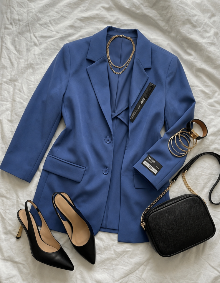 Zoe Yazlık Blazer Ceket - AÇIK LACİVERT