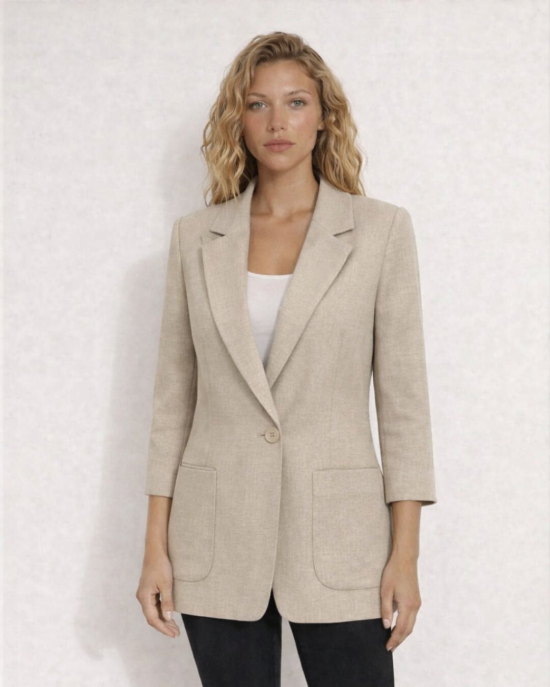 Alice Blazer Keten Ceket - BEJ