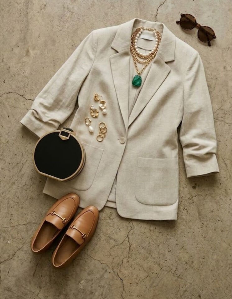 Alice Blazer Keten Ceket - BEJ