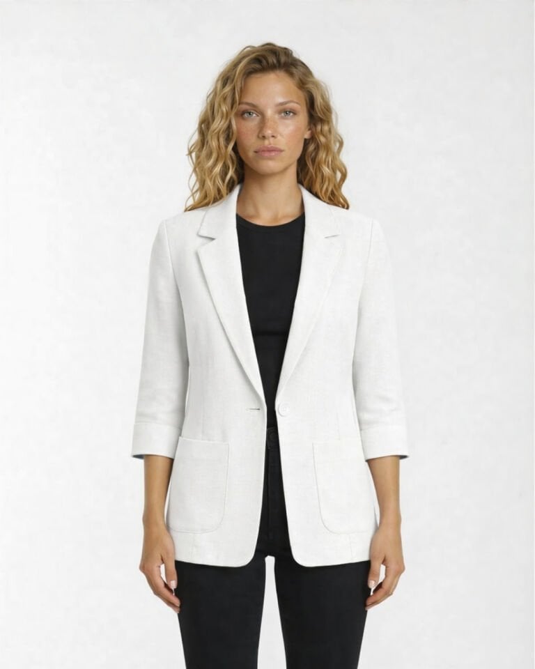 Alice Blazer Keten Ceket - BEYAZ