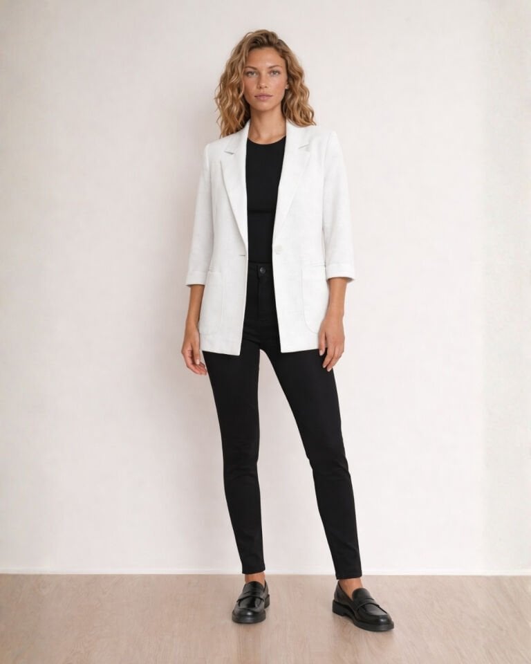 Alice Blazer Keten Ceket - BEYAZ