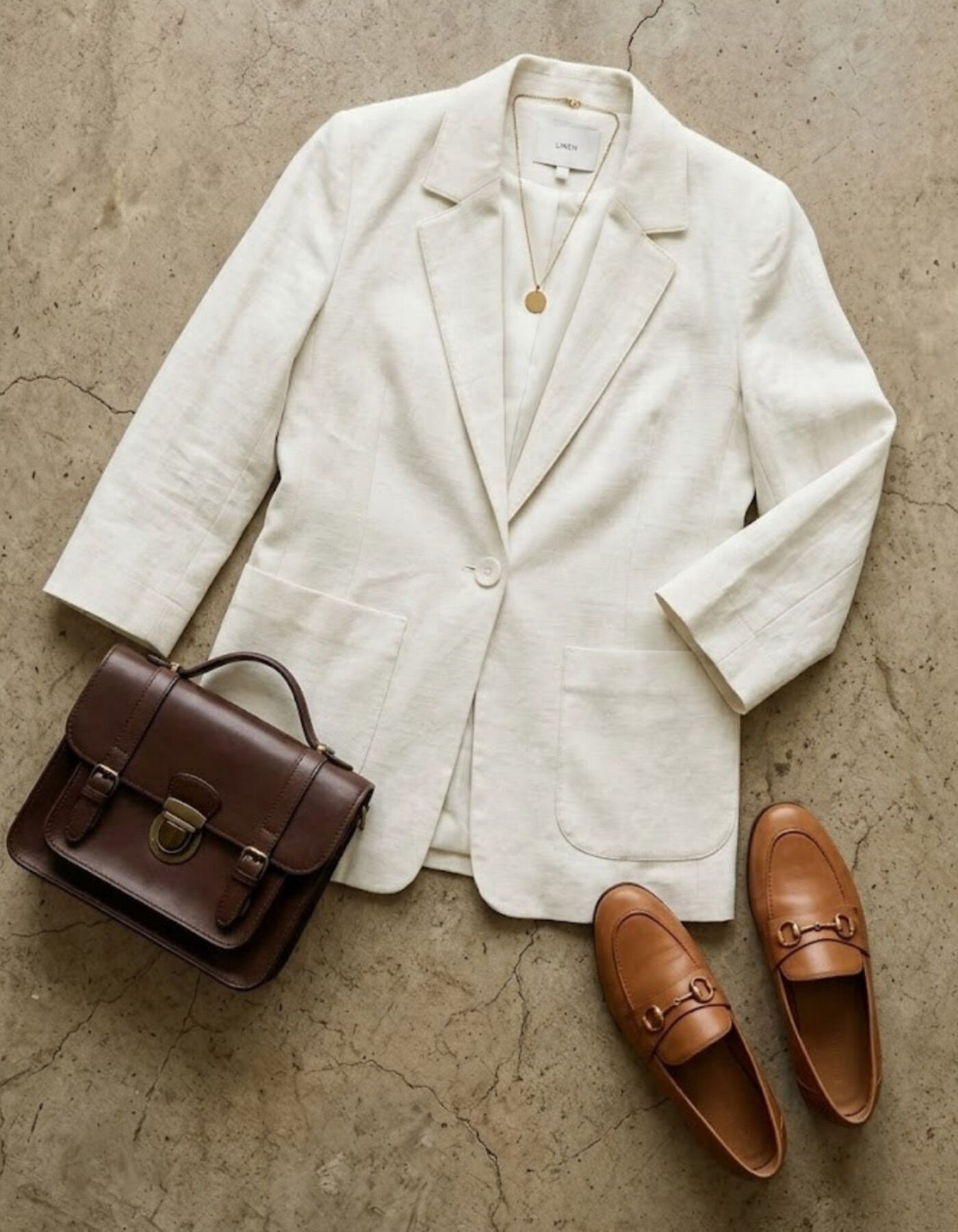 Alice Blazer Keten Ceket - BEYAZ