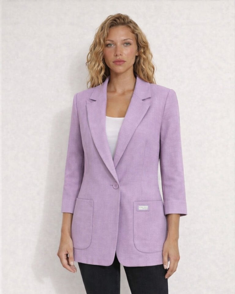 Alice Blazer Keten Ceket - LİLA