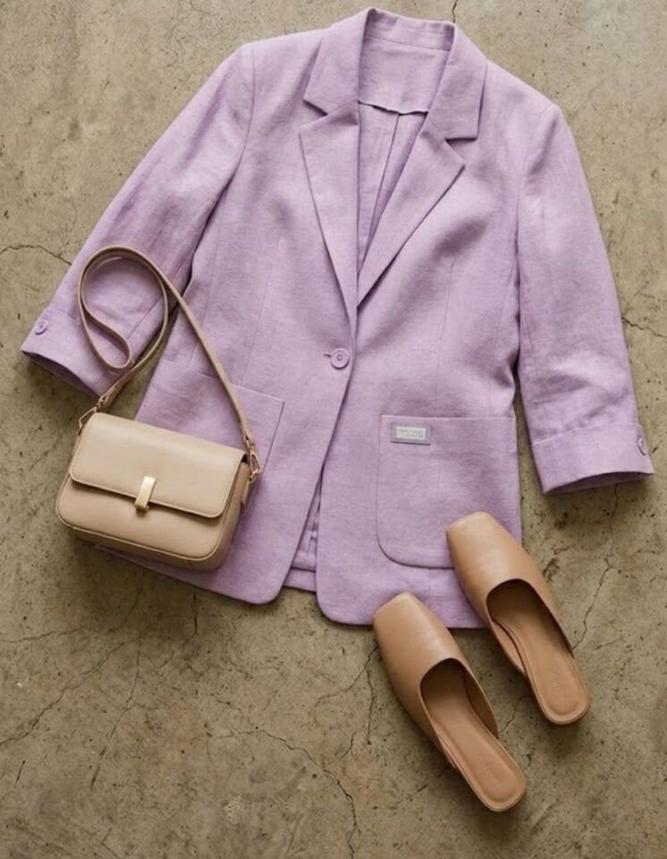 Alice Blazer Keten Ceket - LİLA