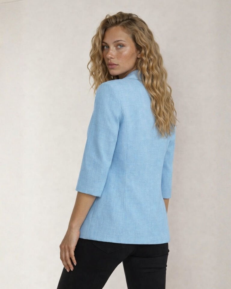 Alice Blazer Keten Ceket - MAVİ