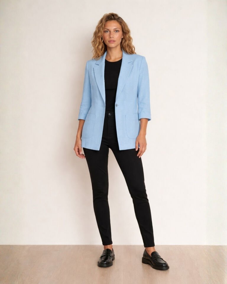 Alice Blazer Keten Ceket - MAVİ