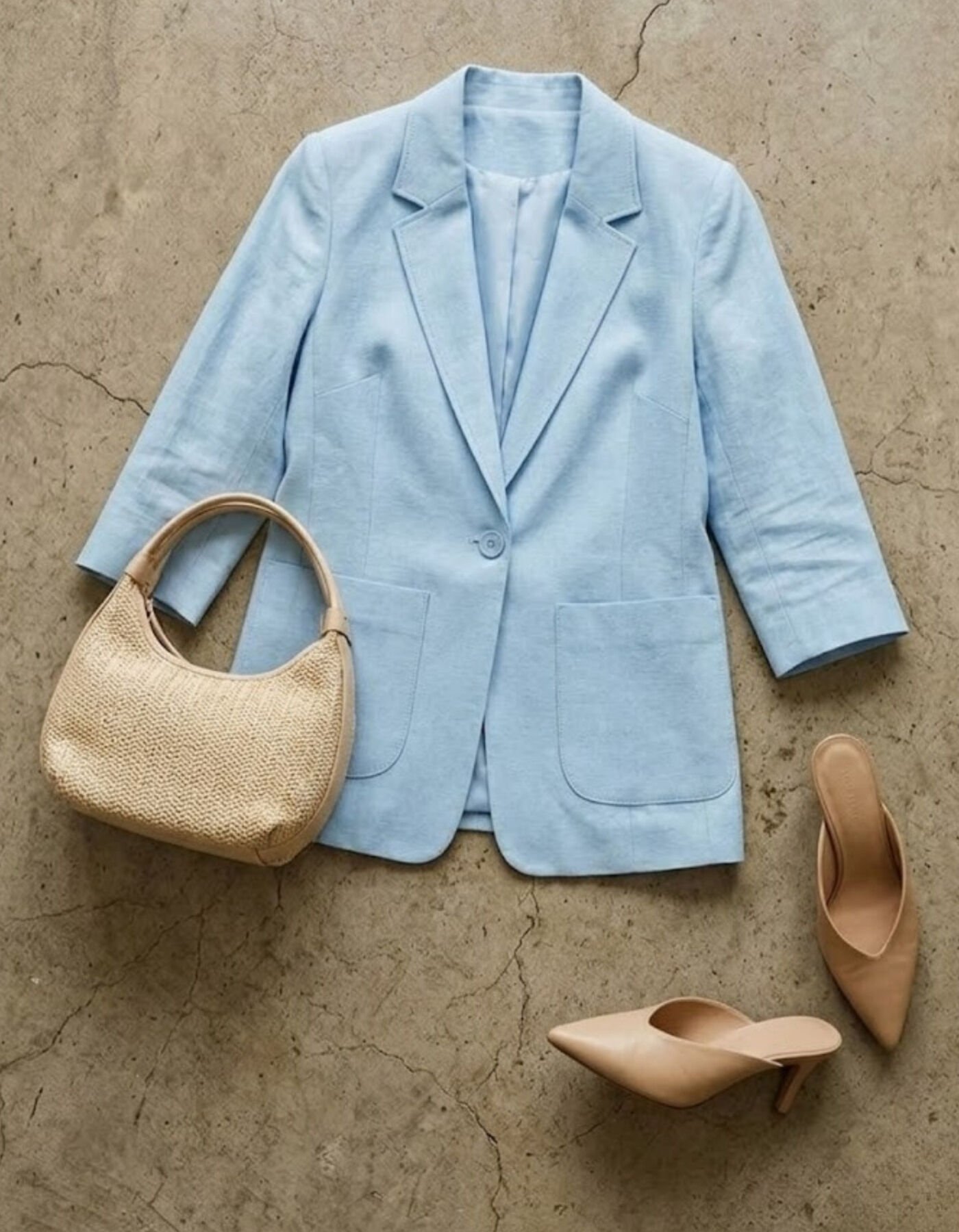 Alice Blazer Keten Ceket - MAVİ