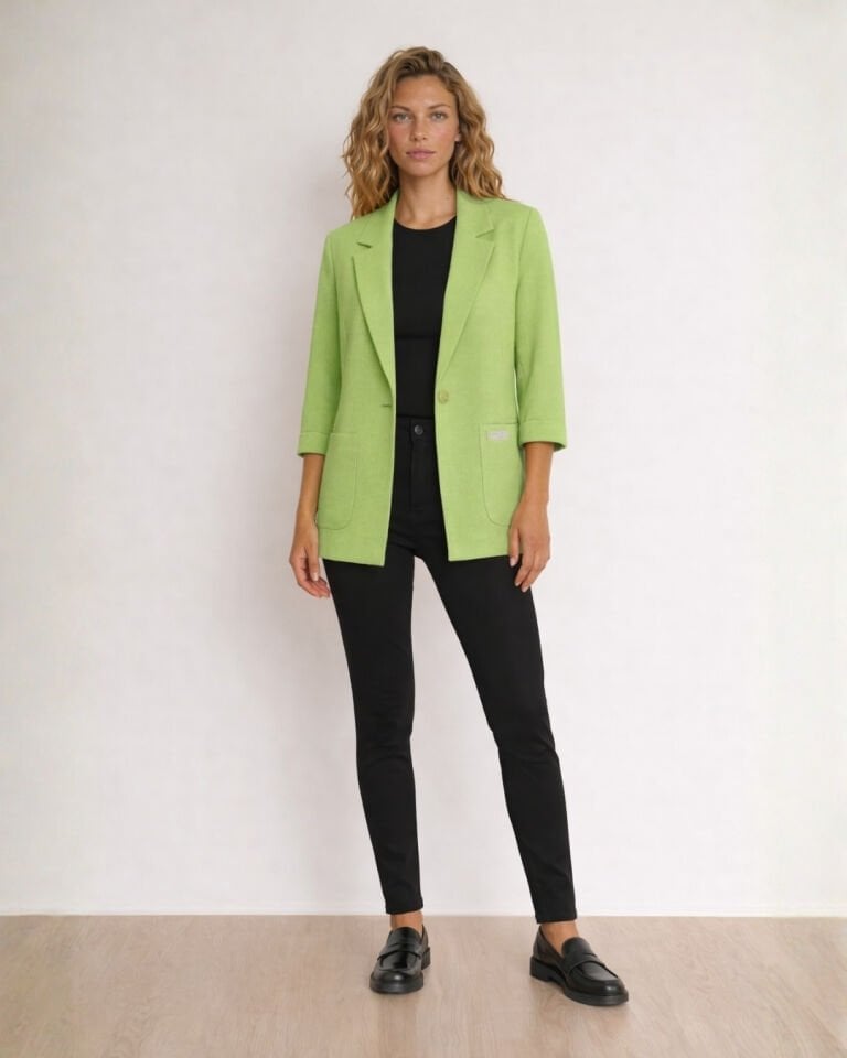 Alice Blazer Keten Ceket - YEŞİL