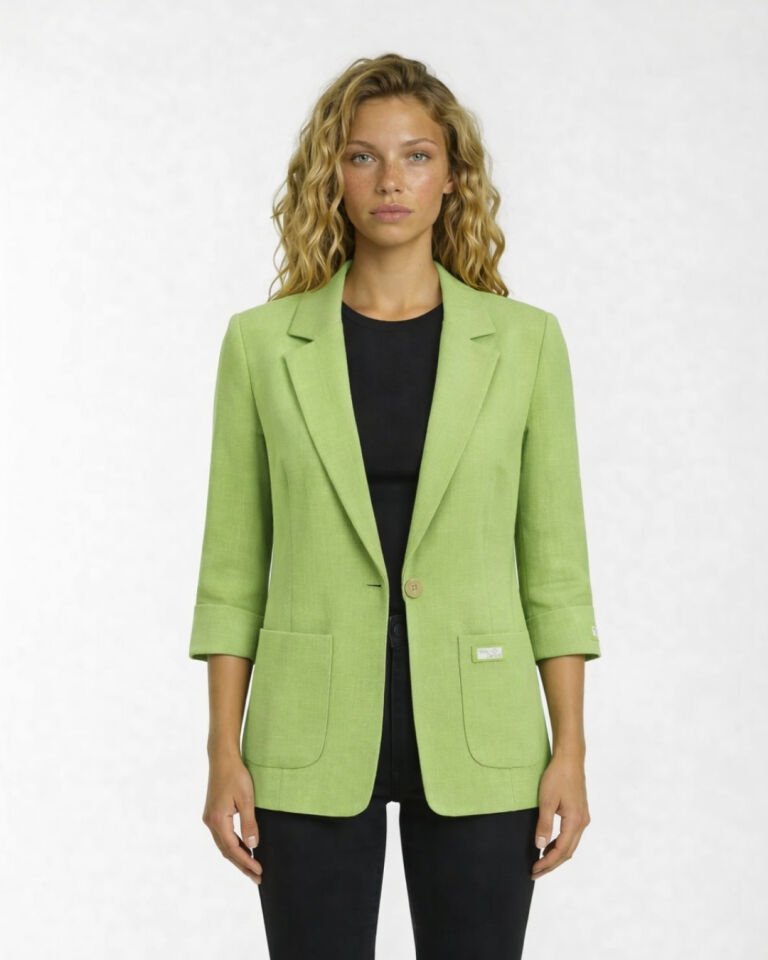 Alice Blazer Keten Ceket - YEŞİL