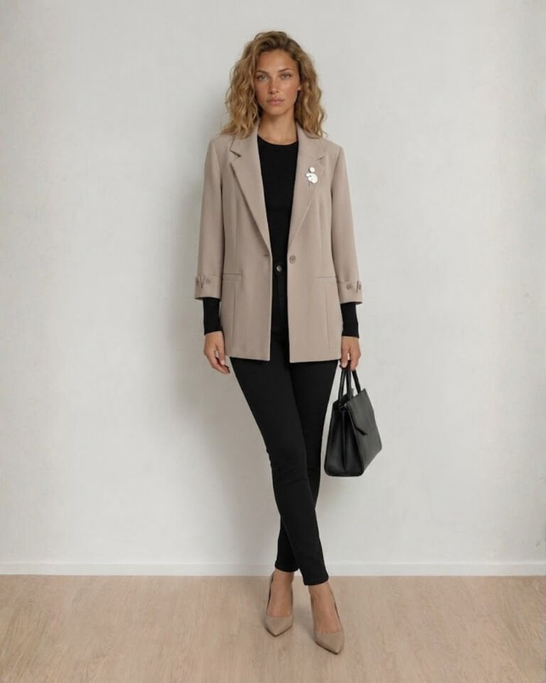 Elena Yarım Kol Blazer Ceket - Bej