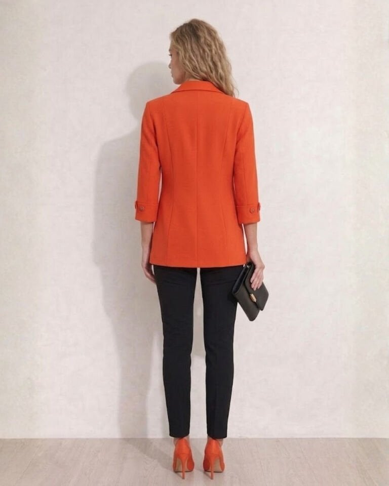 Elena Yarım Kol Blazer Ceket - Turuncu