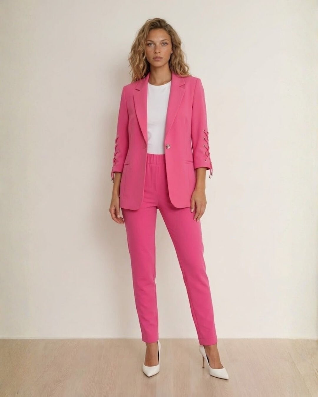 Mia Yazlık Blazer Ceket & Pantolon Takım - PEMBE