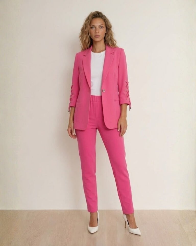Mia Yazlık Blazer Ceket & Pantolon Takım - PEMBE