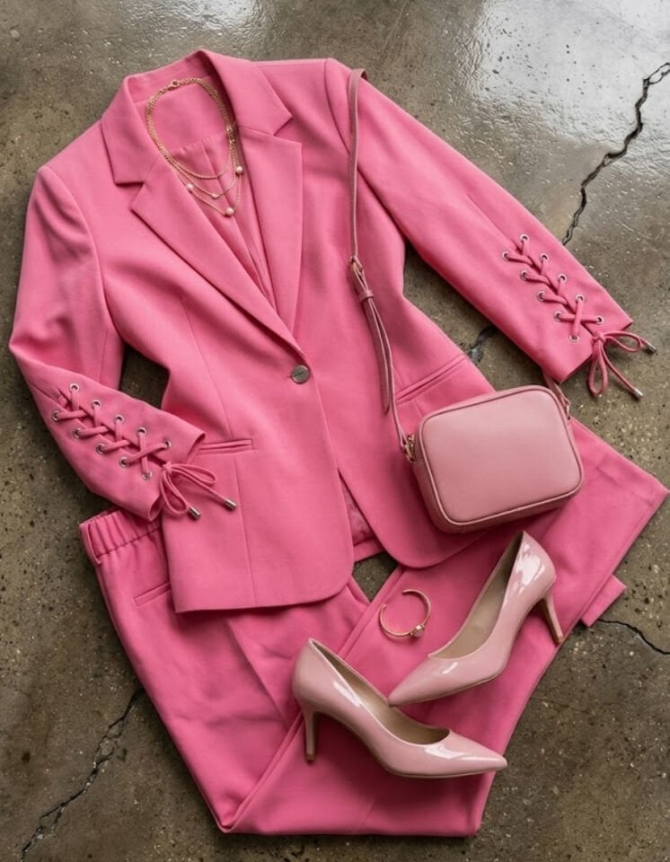 Mia Yazlık Blazer Ceket & Pantolon Takım - PEMBE