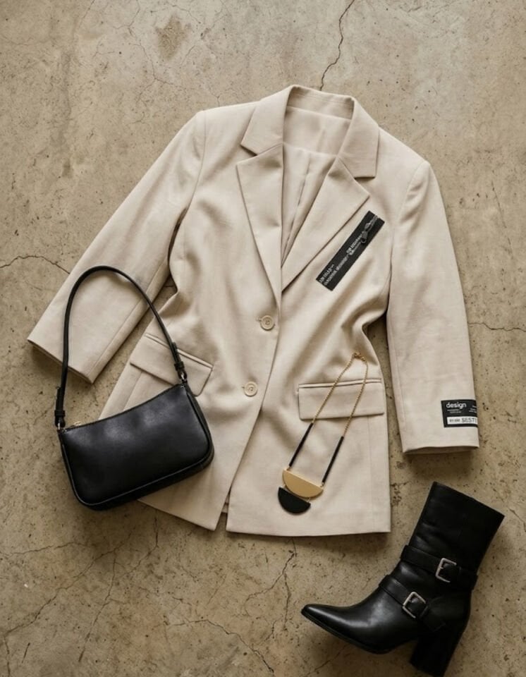 Alanis Yarım Kol Blazer Ceket - BEJ