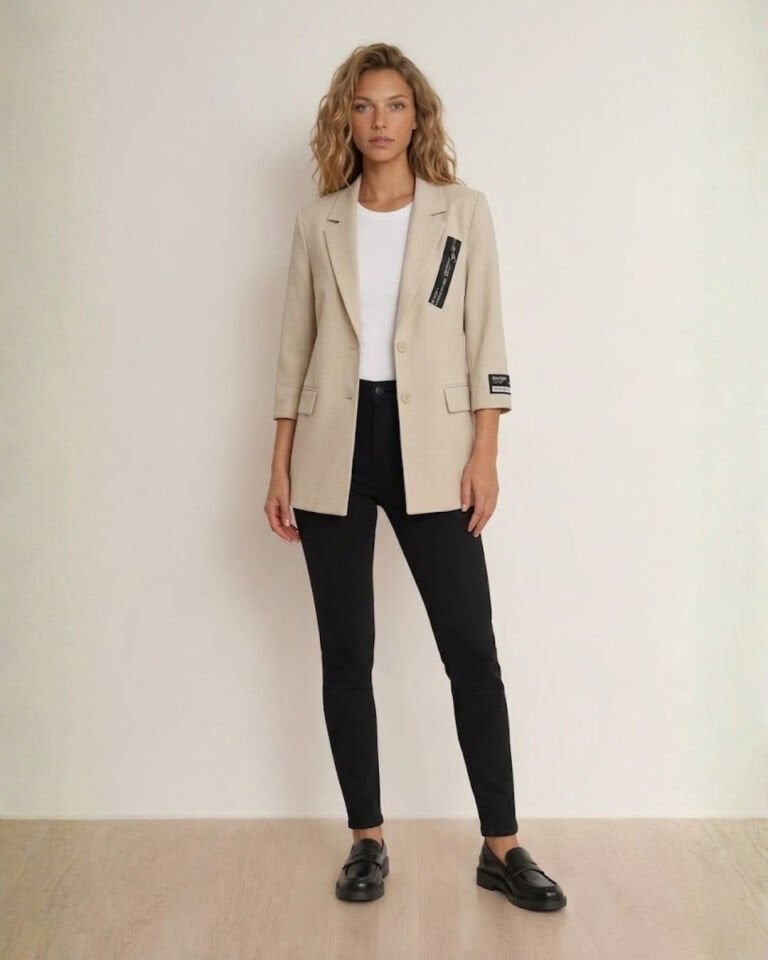 Alanis Yarım Kol Blazer Ceket - BEJ