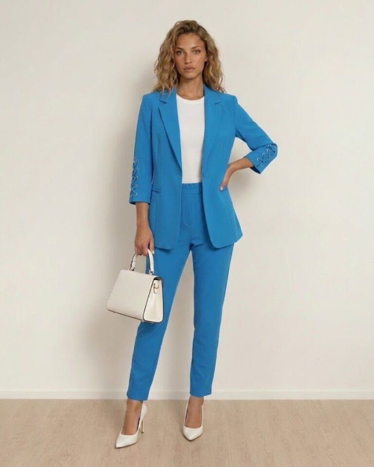 Mia Yazlık Blazer Ceket & Pantolon Takım - SAKS MAVİ