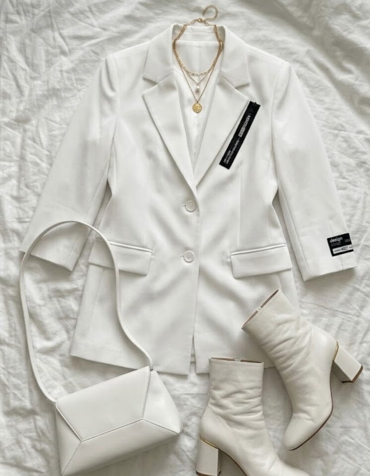 Alanis Yarım Kol Blazer Ceket - BEYAZ