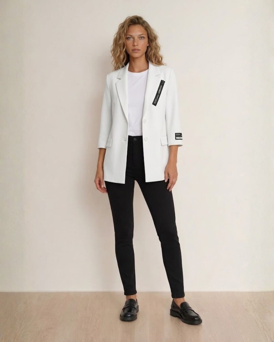 Alanis Yarım Kol Blazer Ceket - BEYAZ