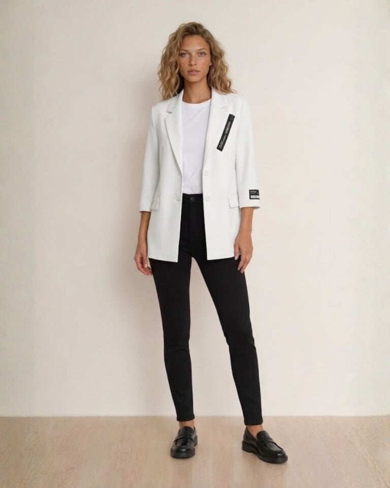 Alanis Yarım Kol Blazer Ceket - BEYAZ