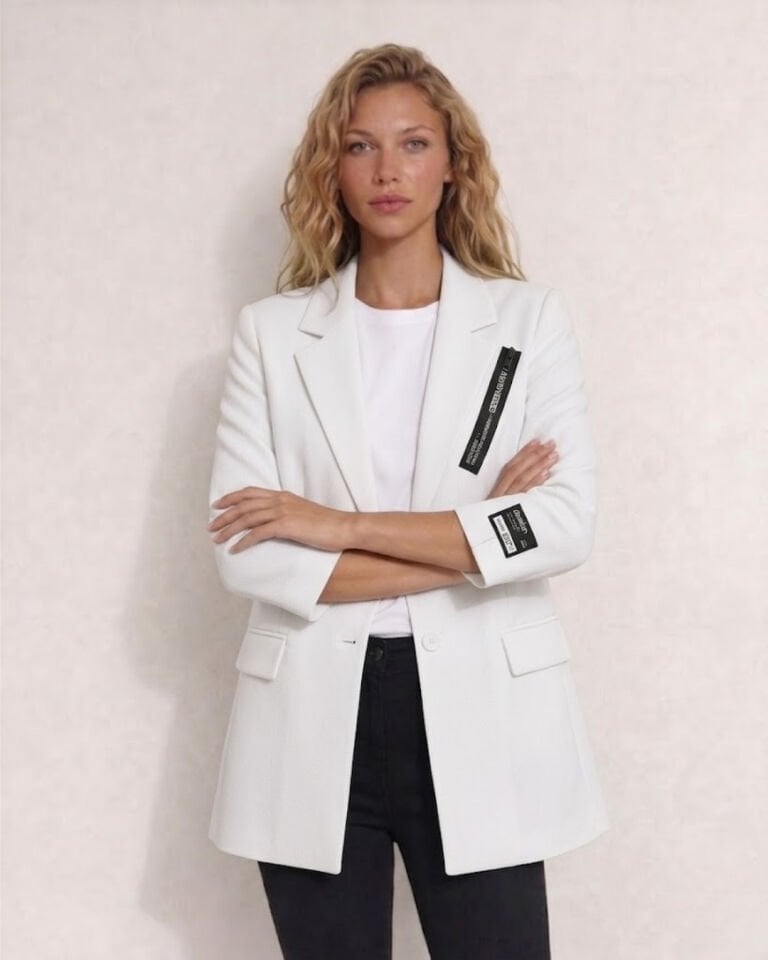 Alanis Yarım Kol Blazer Ceket - BEYAZ