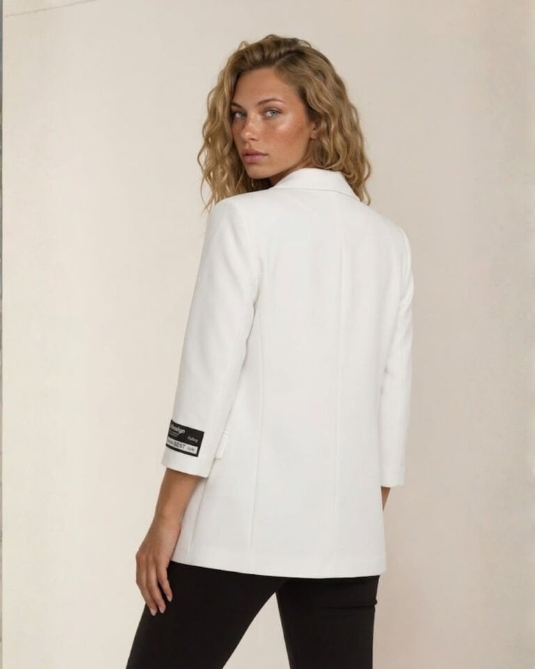 Alanis Yarım Kol Blazer Ceket - BEYAZ